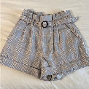 Abercrombie & Fitch Gray Plaid High-Waisted Shorts